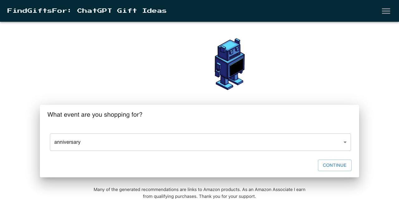 FindGiftsFor ChatGPT gift search 网站截图