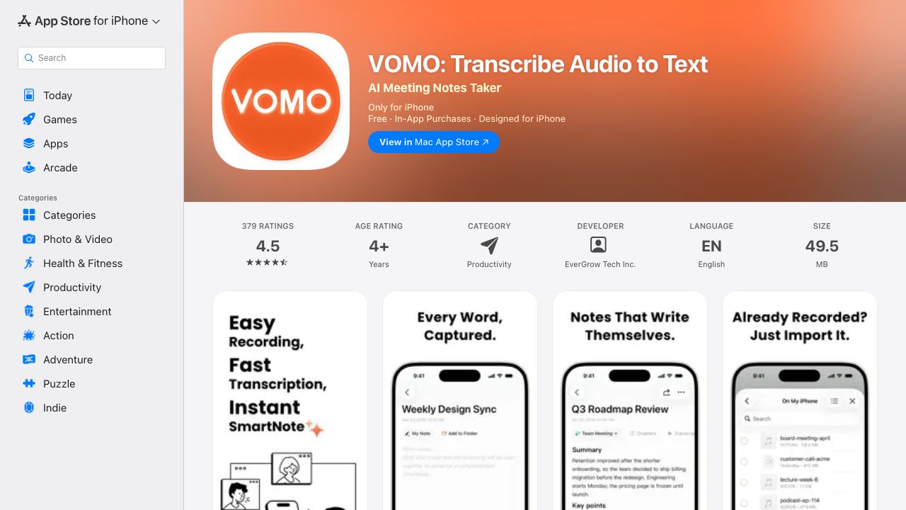 VOMO 网站截图