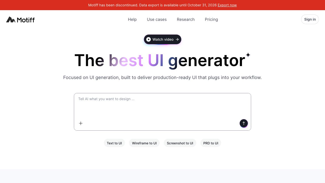 Motiff website screenshot