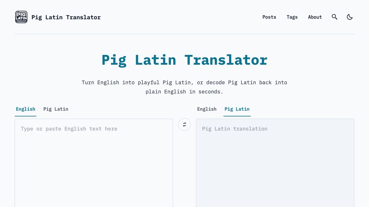 Pig Latin Translator 网站截图