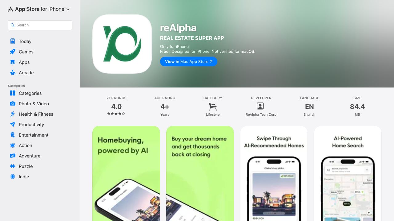 AI Real Estate Agent - reAlpha 网站截图