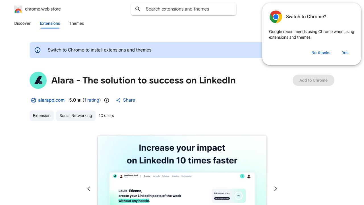 Alara - The solution to success on LinkedIn website screenshot