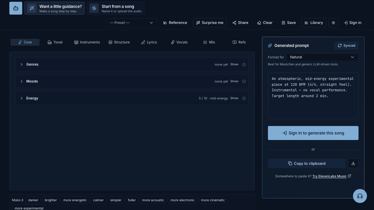 Music Prompt Studio 网站截图