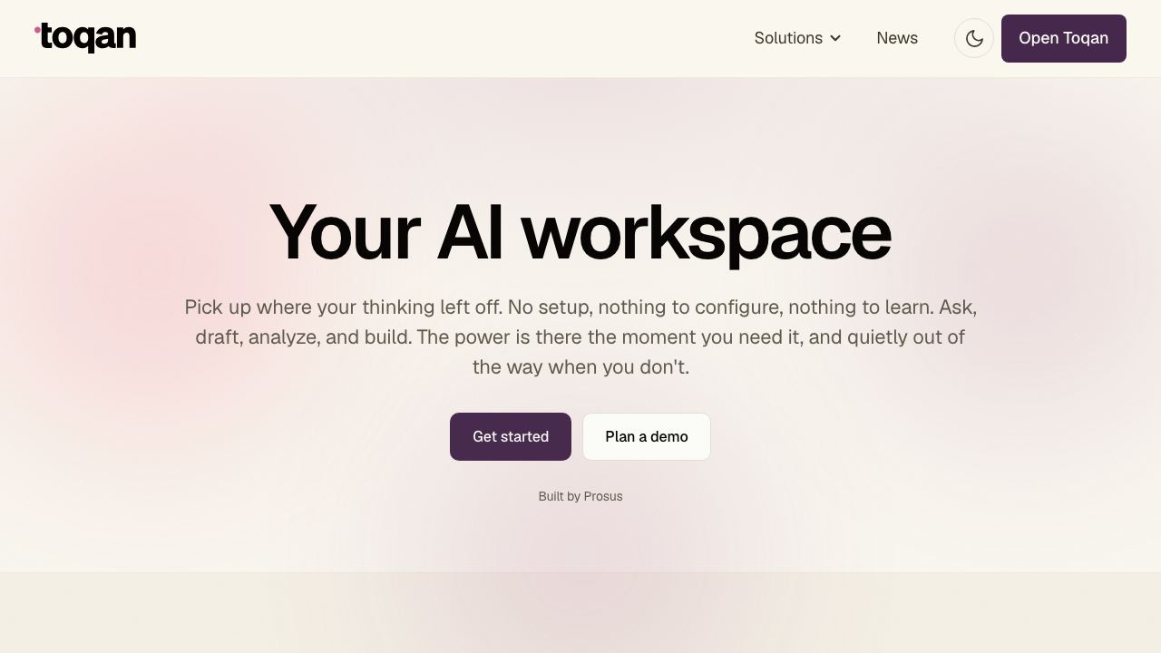 Toqan website screenshot