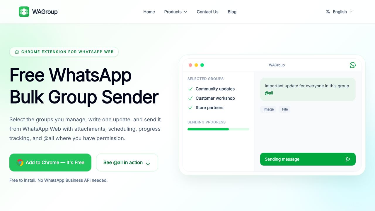 WhatsApp Group Marketing Tool 网站截图