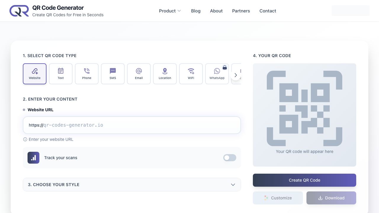 QR Code Generator - Premium website screenshot