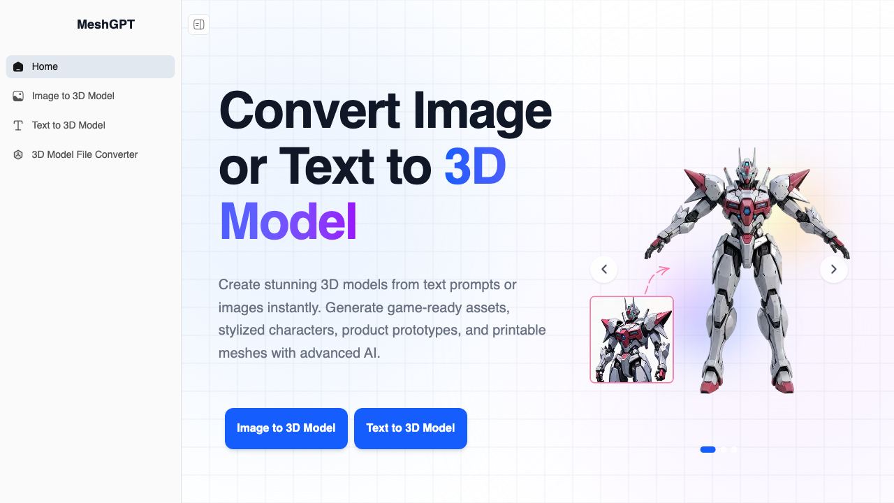 MeshGPT website screenshot