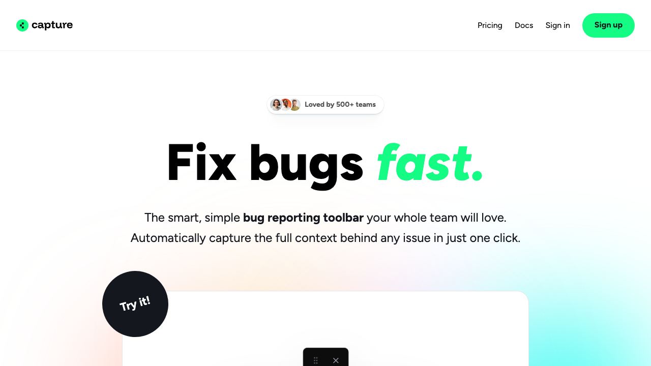 Capture.dev website screenshot