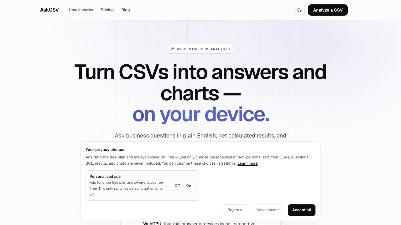 AskCSV 网站截图