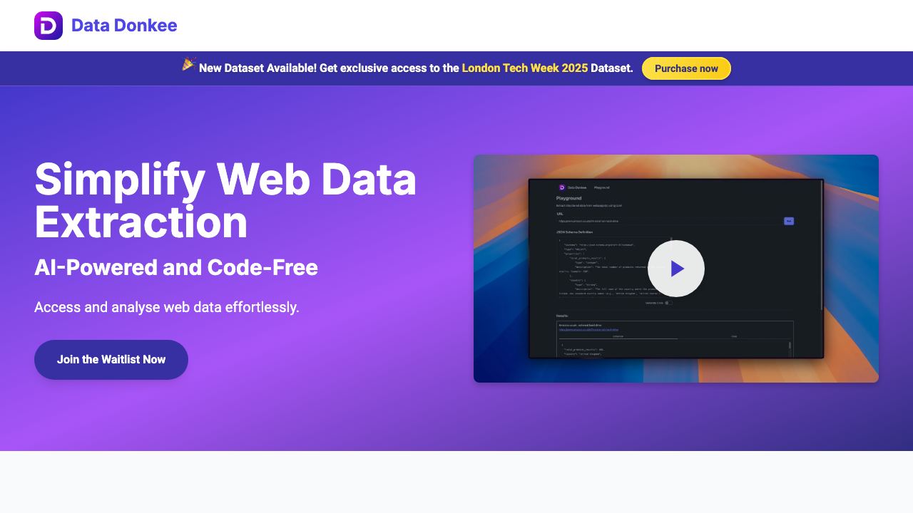 Data Donkee website screenshot