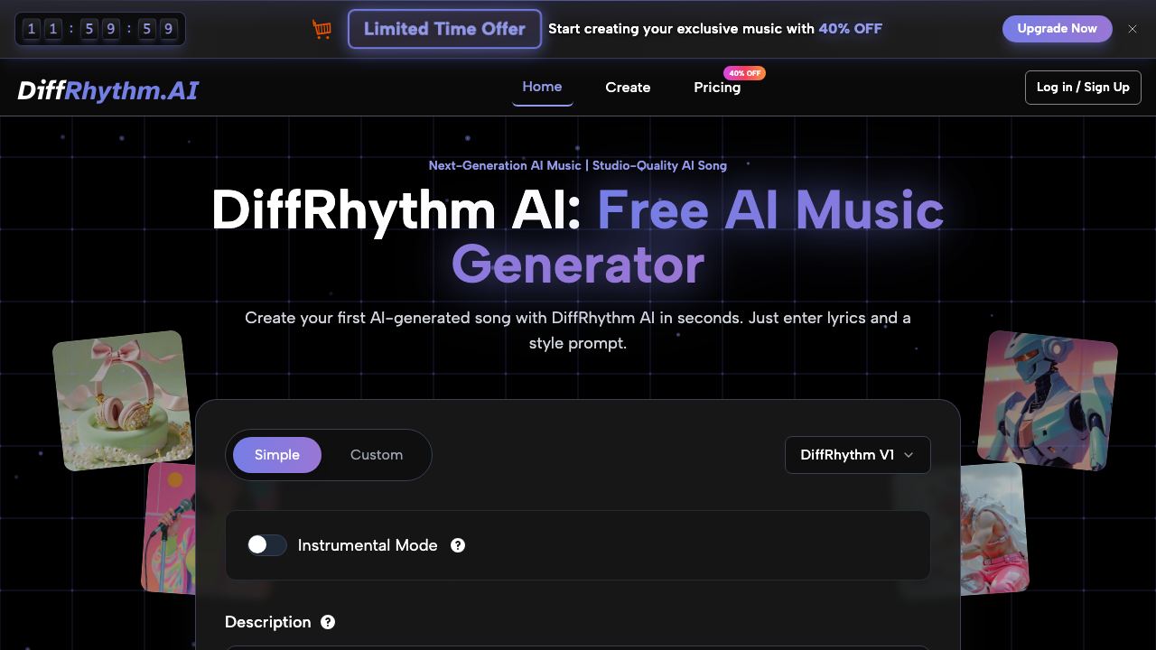 DiffRhythm AI 网站截图
