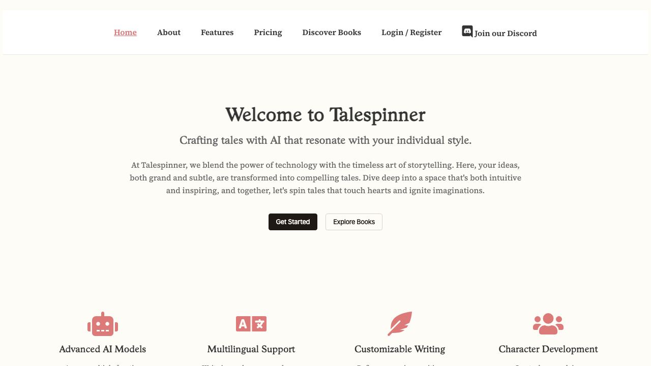 Talespinner 网站截图