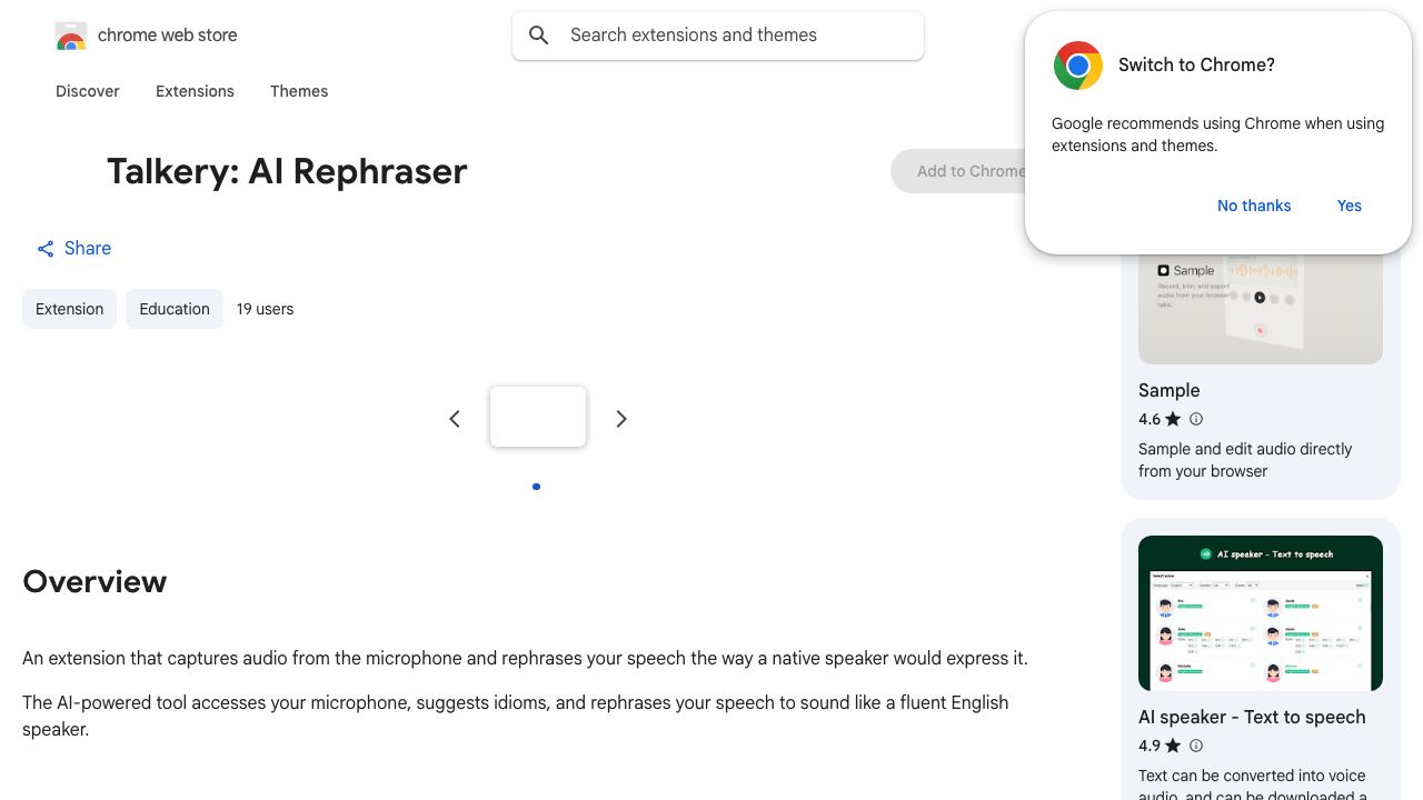 Talkery: AI Rephraser 网站截图