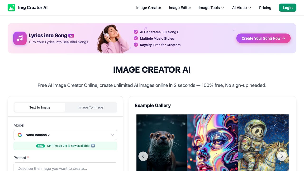 Img Creator AI 网站截图