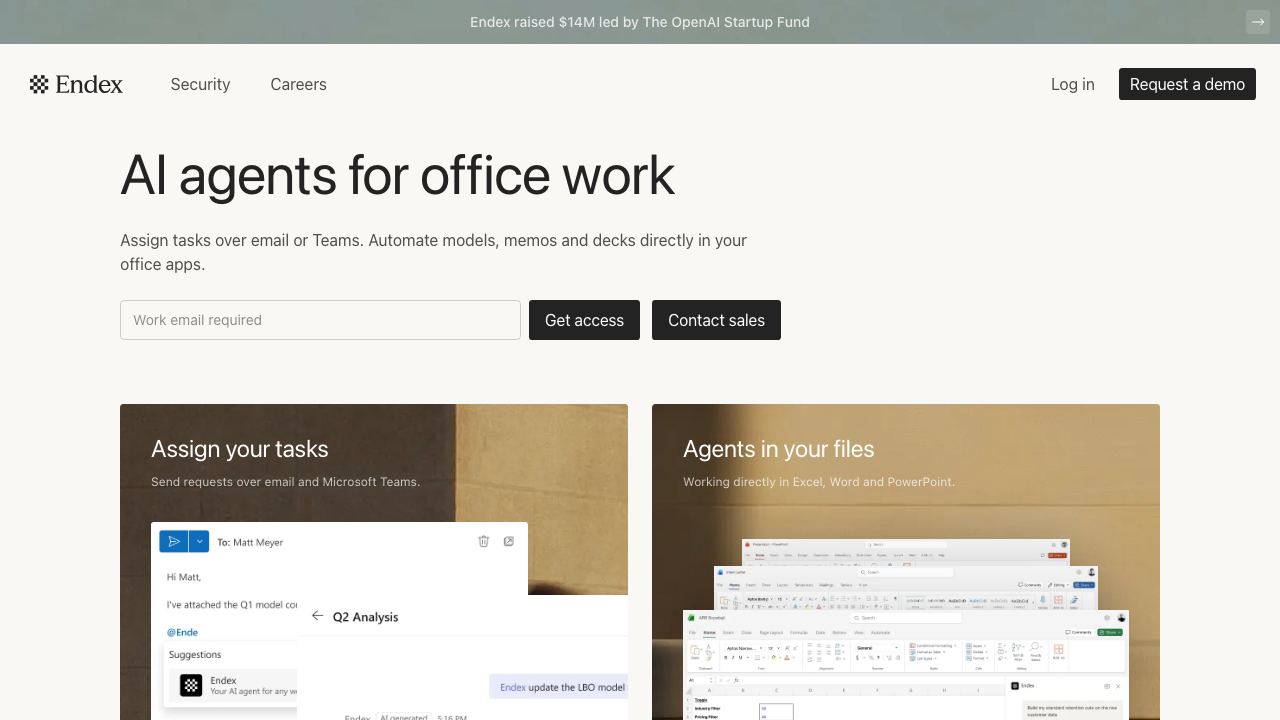 Endex website screenshot
