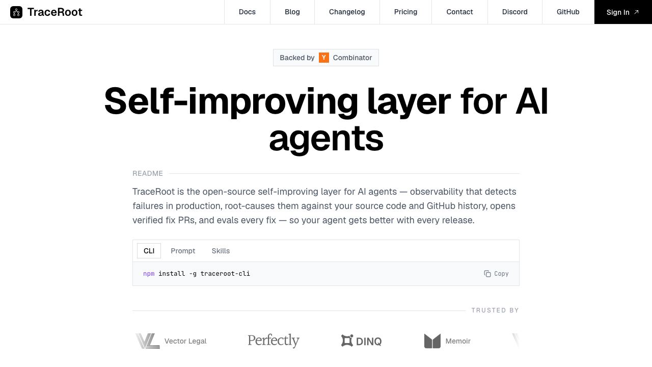 TraceRoot.AI 网站截图