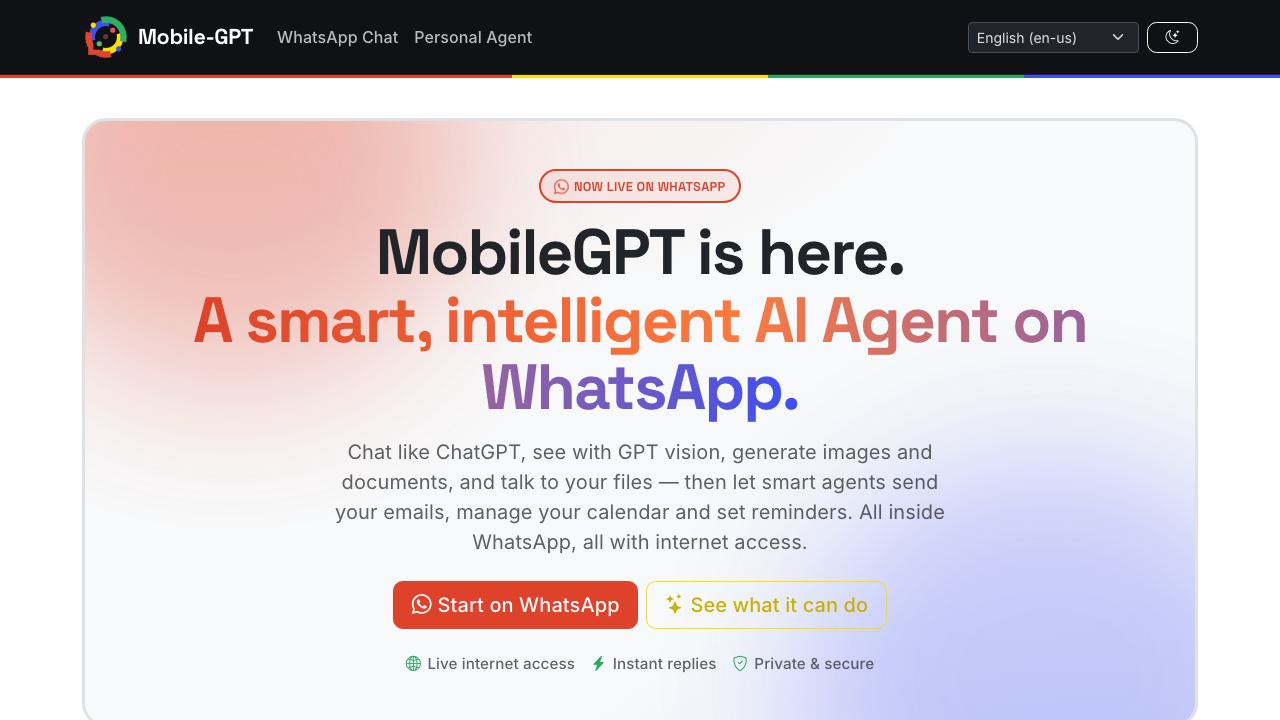 Mobile GPT website screenshot