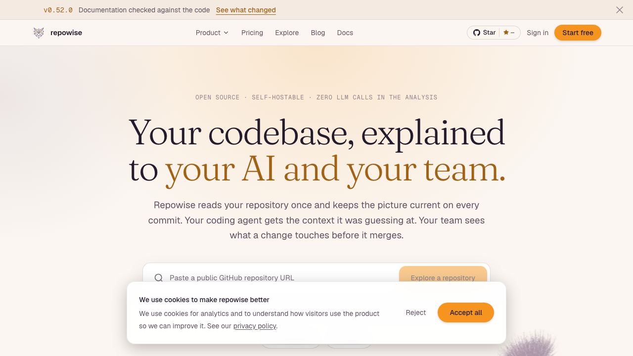 Repowise website screenshot