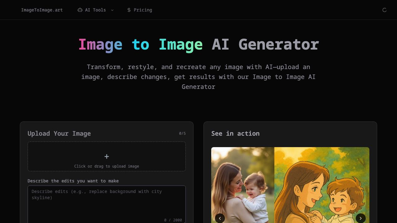 Image to Image AI Generator 网站截图
