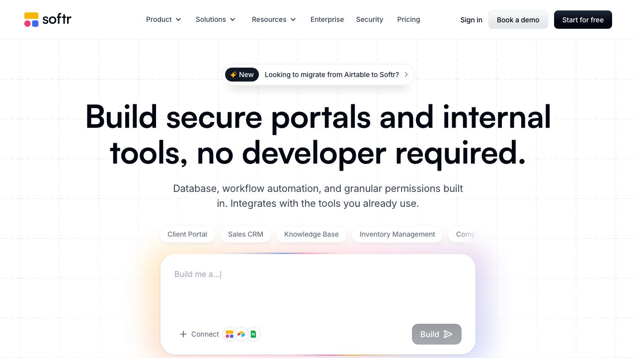 Softr website screenshot