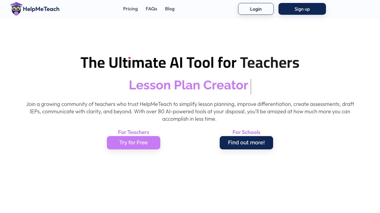 HelpMeTeach.AI 网站截图