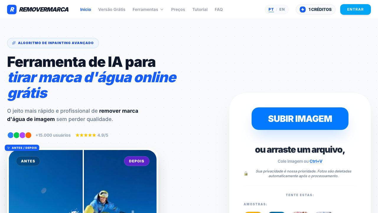 Remover Marca website screenshot