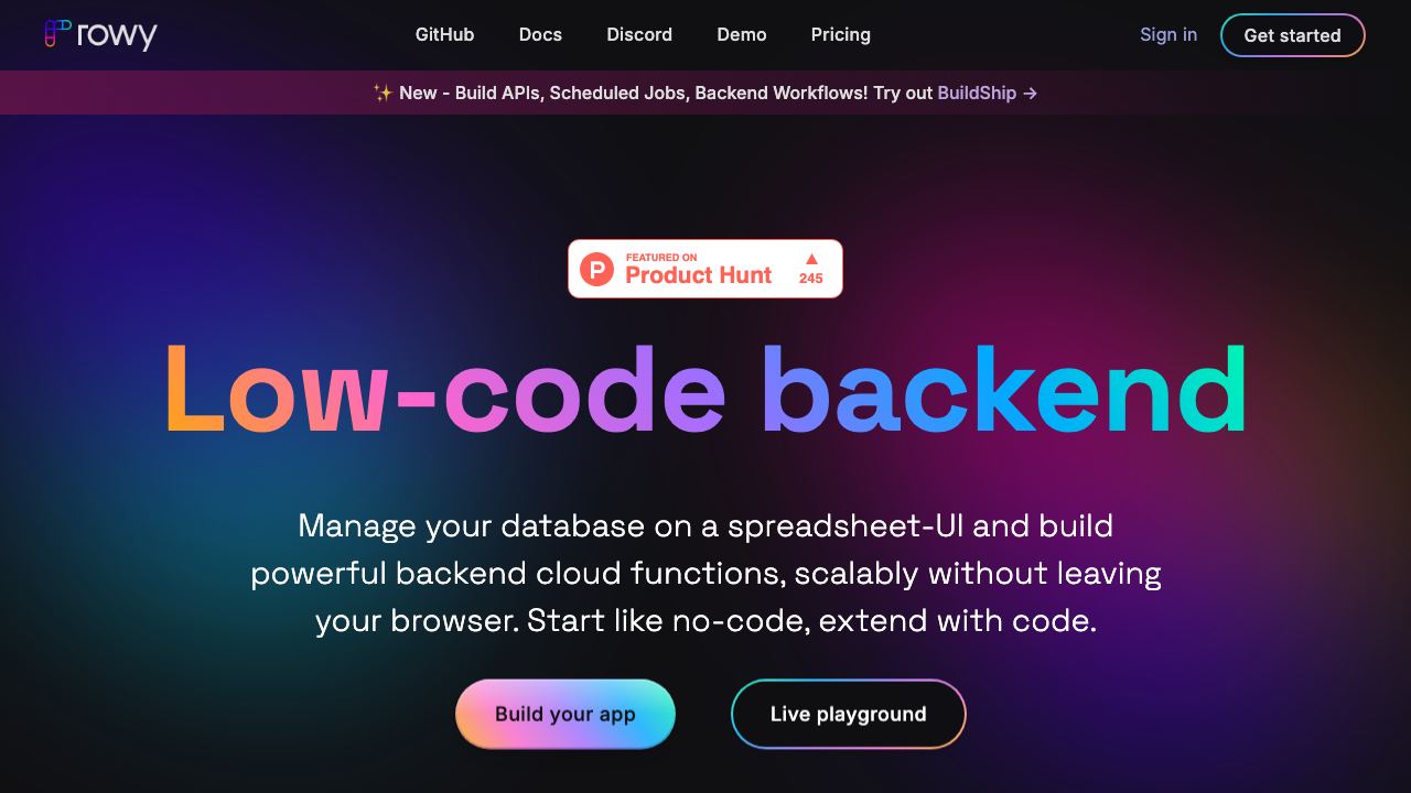 rowy.io website screenshot