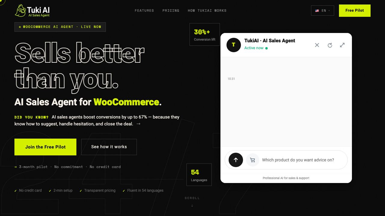 TukiAI website screenshot
