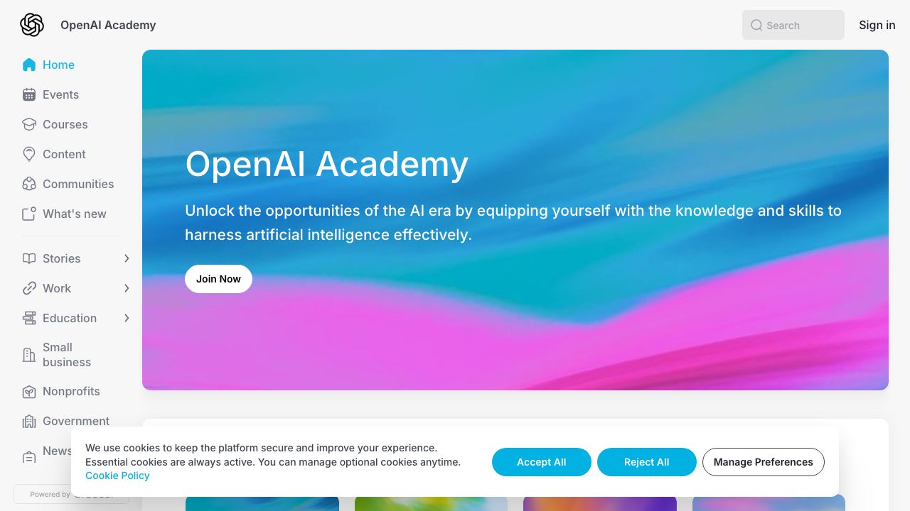 OpenAI Academy 网站截图