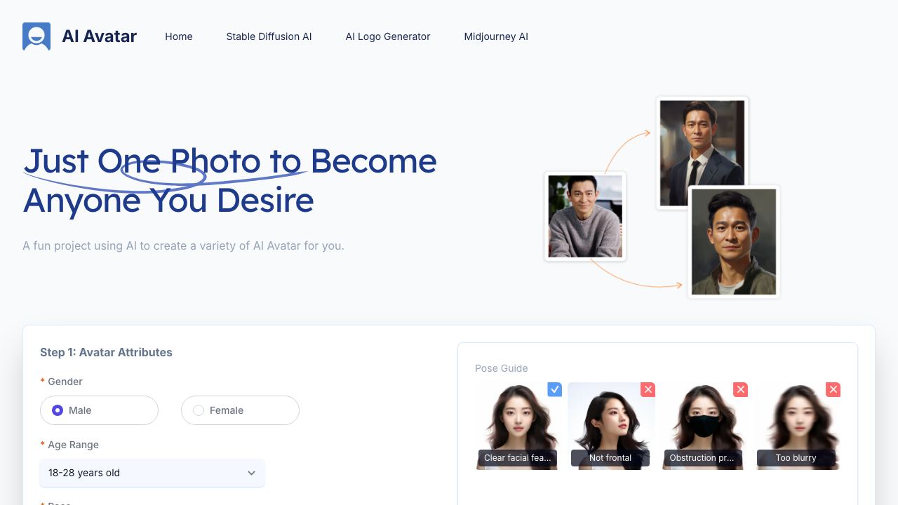 AI Avatar Generator 网站截图