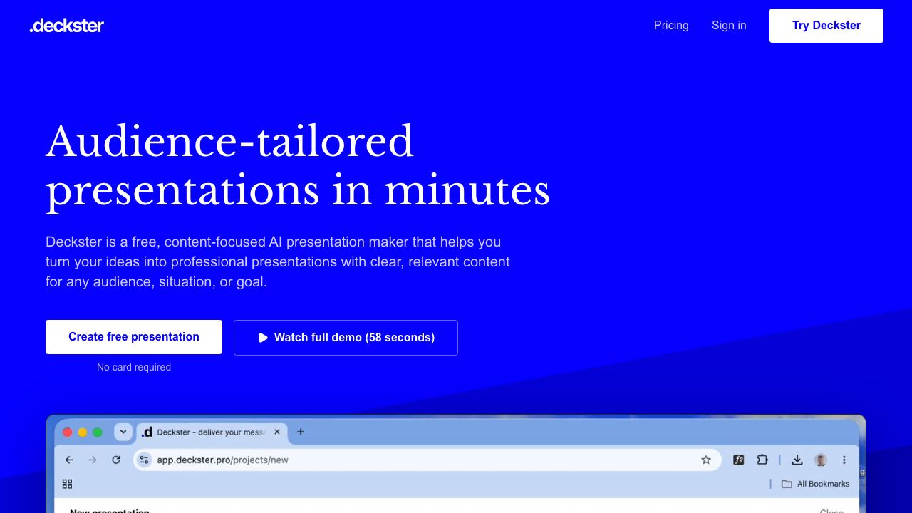 Deckster website screenshot