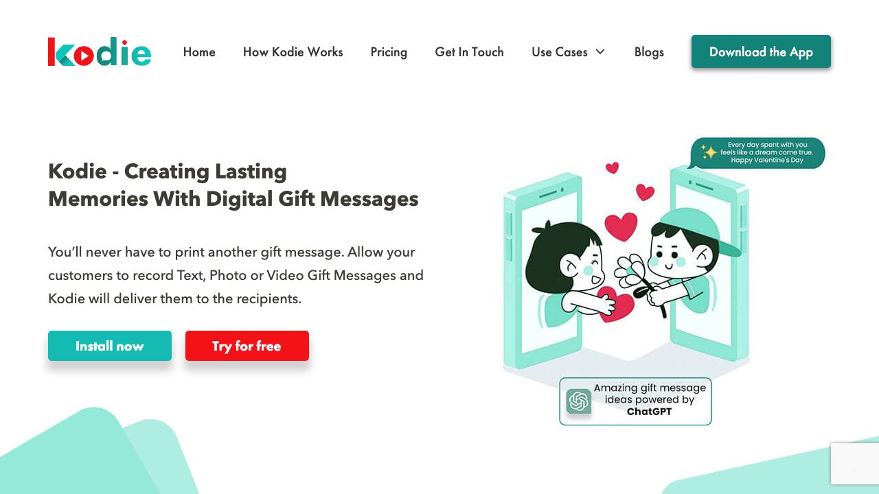 Kodie website screenshot
