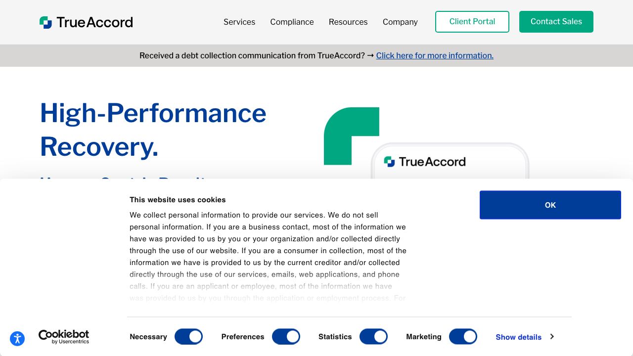 trueaccord.com 网站截图