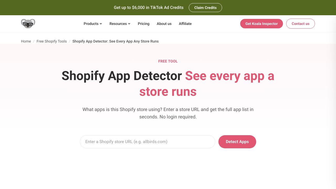 Shopify App Detector 网站截图