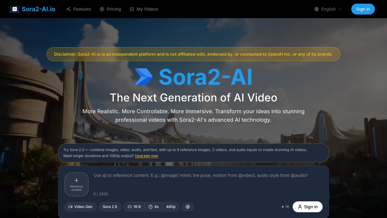 Sora 2 AI 网站截图