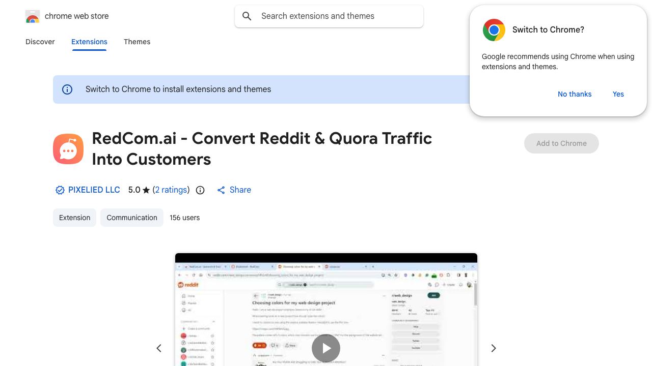 RedCom.ai - Generate & Track Reddit Comments website screenshot