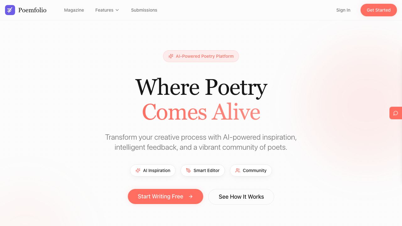 Poemfolio website screenshot