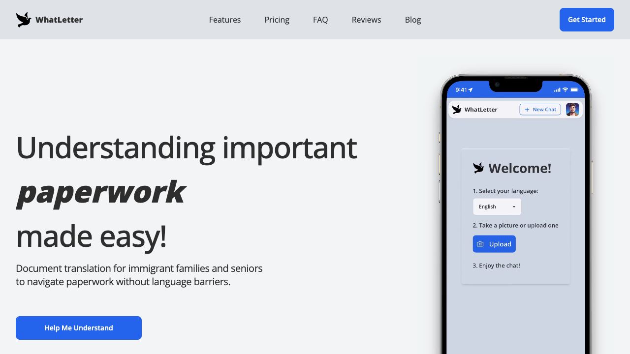 WhatLetter website screenshot