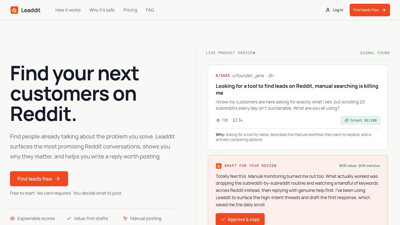 Leaddit 网站截图