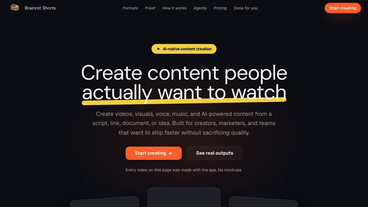 Brainrot Shorts 网站截图