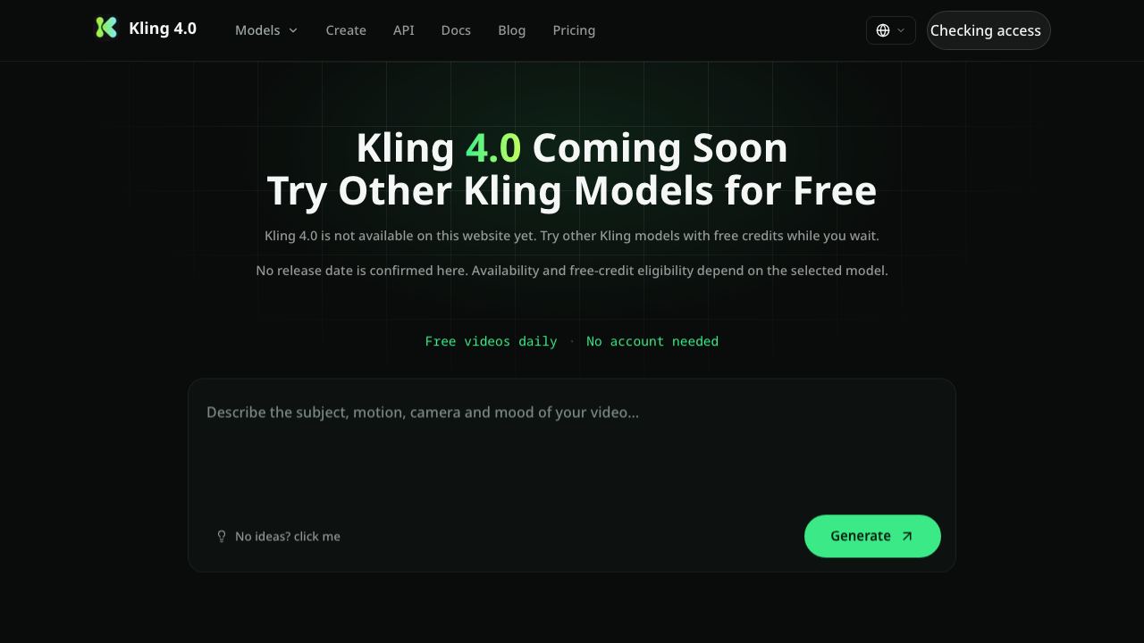 Kling 4.0 AI Video Generator 网站截图
