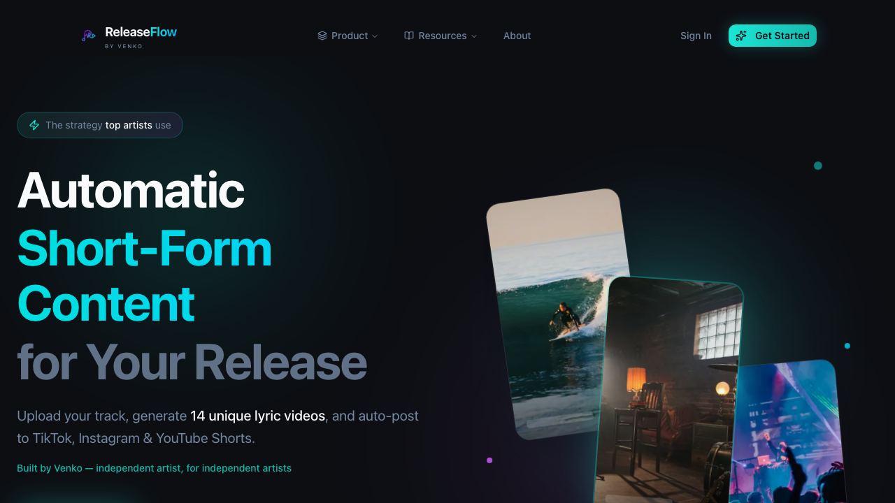 ReleaseFlow website screenshot
