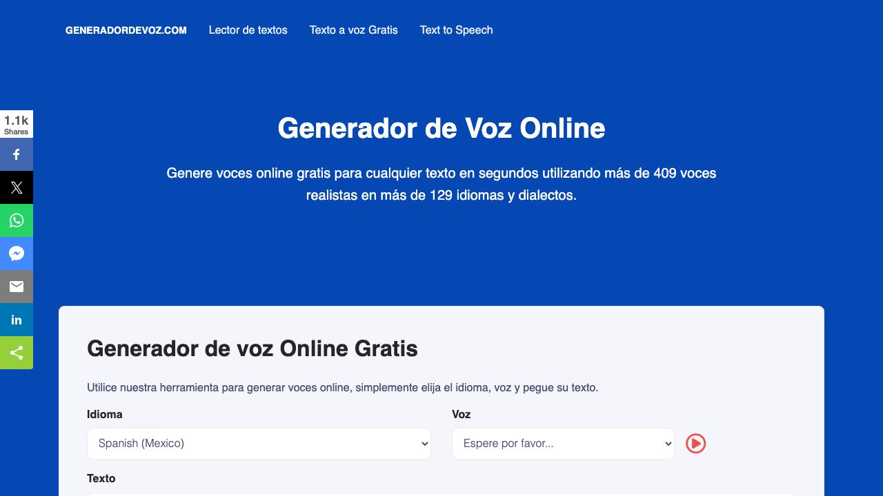 Generador de voz 网站截图