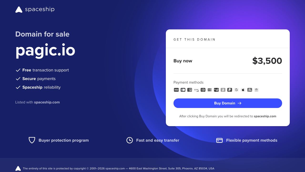 Pagic website screenshot