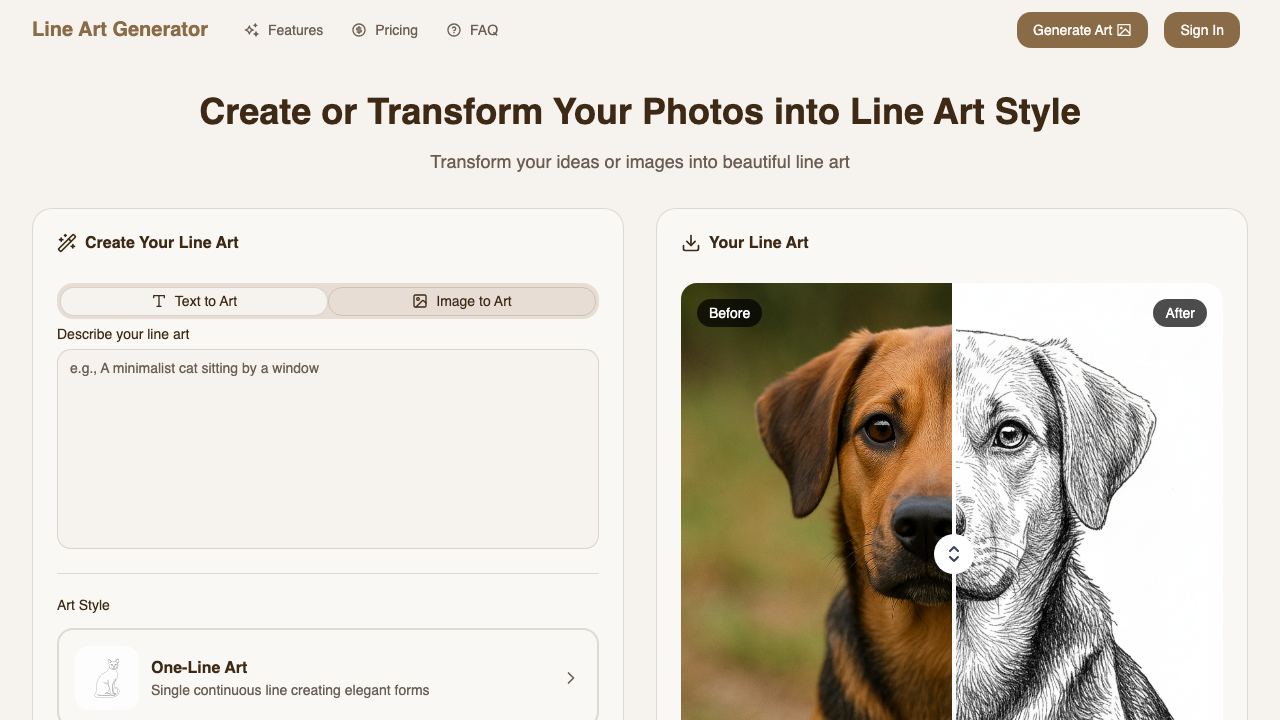 Line Art Generator 网站截图
