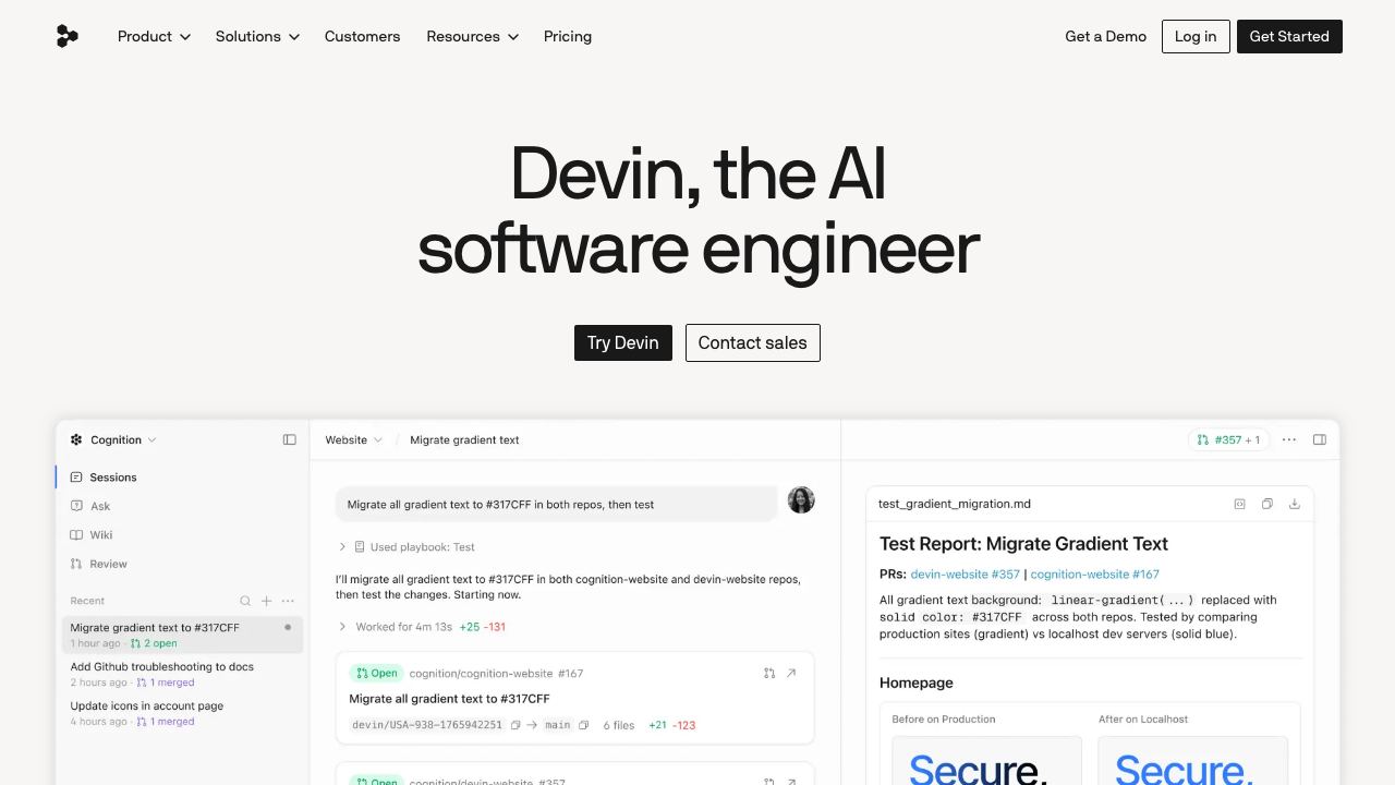 Devin AI 网站截图