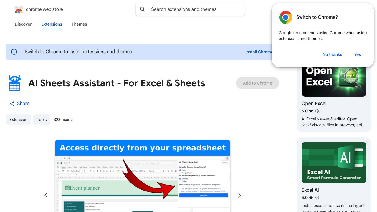 AI Sheets Assistant - For Excel & Sheets 网站截图