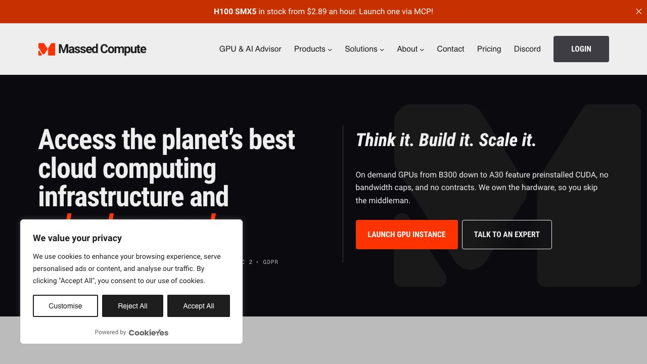 massedcompute.com website screenshot