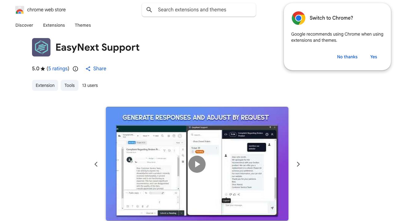 EasyNext Support 网站截图