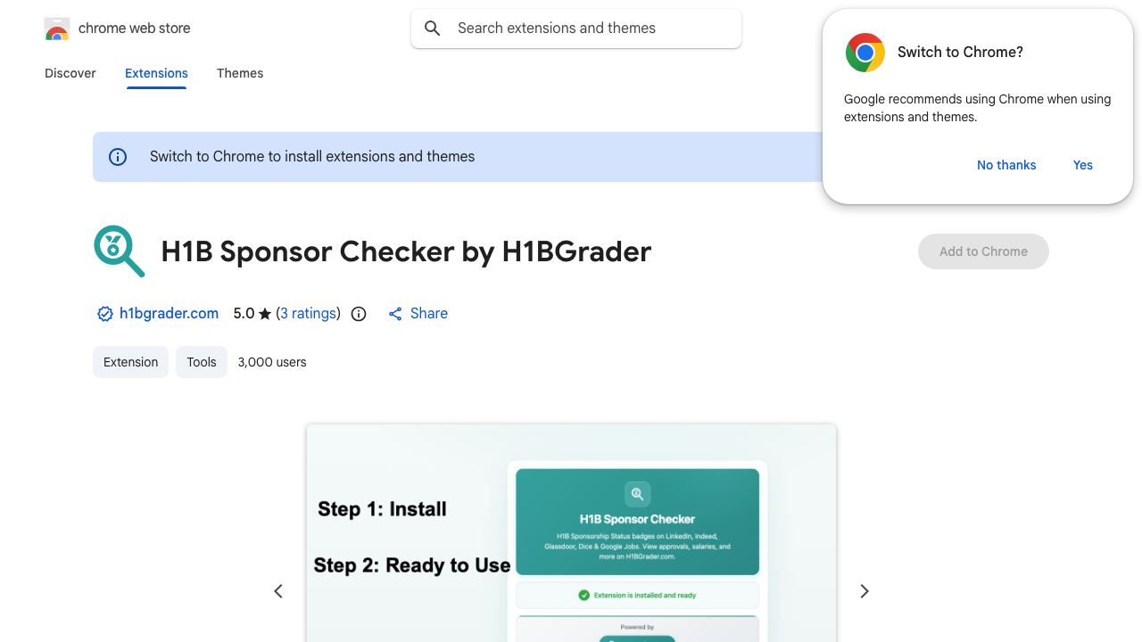 H1B Sponsor Checker by H1BGrader 网站截图
